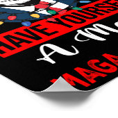 サンタおもしろいトランプはクリスマス楽しい気分だ ポスター (角)