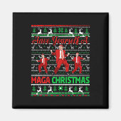 サンタおもしろいトランプはクリスマス楽しい気分だ マグネット (正面)