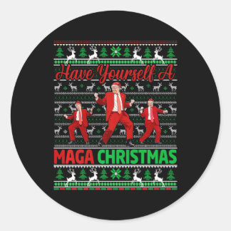 サンタおもしろいトランプはクリスマス楽しい気分だ ラウンドシール