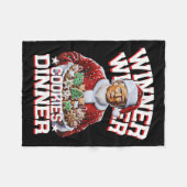 サンタおもしろいトランプクリスマス優勝者Cookie フリースブランケット (正面(横))