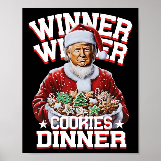 サンタおもしろいトランプクリスマス優勝者Cookie ポスター (正面)