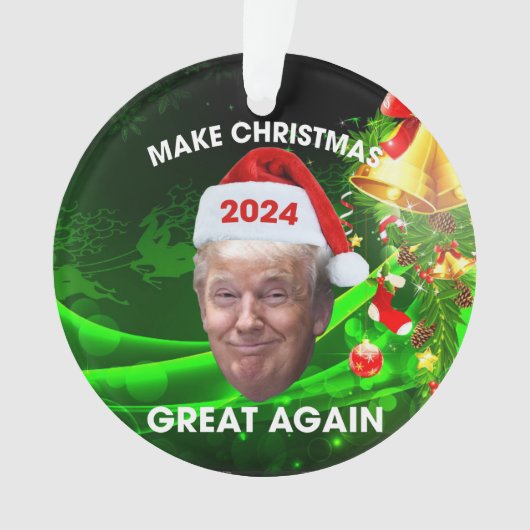 サンタおもしろいトランプ2024が再びクリスマスに素晴らし オーナメント (正面)