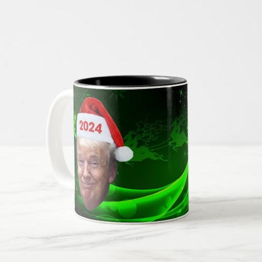 サンタおもしろいトランプ2024年クリスマス切り札愛好家の贈り物 ツートーンマグカップ (正面左)