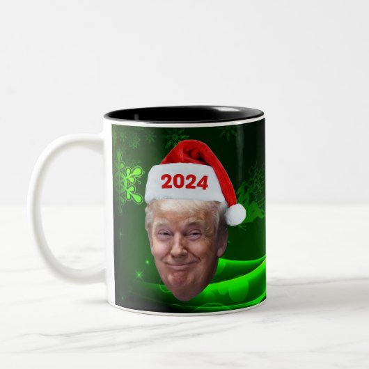 サンタおもしろいトランプ2024年クリスマス切り札愛好家の贈り物 ツートーンマグカップ (左)