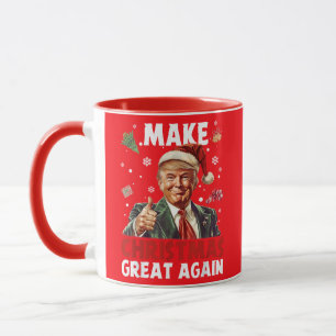 サンタおもしろいトランプ クリスマス素晴らしを赤く塗る マグカップ