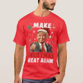 サンタおもしろいトランプ | クリスマス素晴らしを赤く塗る Tシャツ (正面)