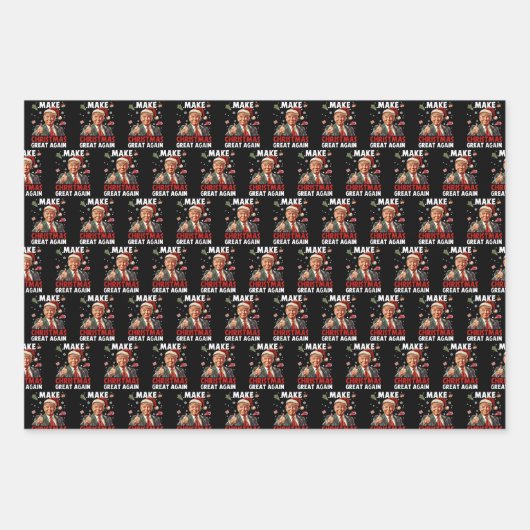 サンタおもしろいトランプ | 再びクリスマスを素晴らし作る ラッピングペーパーシート (正面)