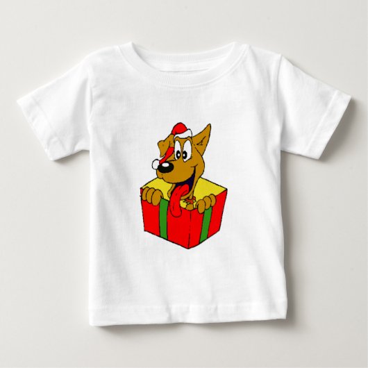 サンタおもしろいドギーTシャツ ベビーTシャツ (正面)