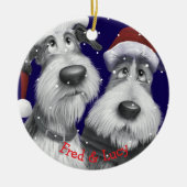 サンタおもしろいドッグ セラミックオーナメント (正面)