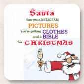 サンタおもしろいドリンクワインおもしろいことわざ コースター (正面)