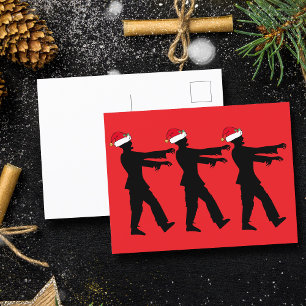 サンタおもしろいハッツレッドのゾンビクリスマスゾンビ ポストカード