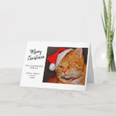 サンタおもしろいハットとメリークリスマスオレンジ猫 シーズンカード (正面)