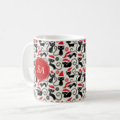 サンタおもしろいハットのクリスマスを着たかわいい子猫 コーヒーマグカップ (正面左)