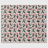 サンタおもしろいハットのクリスマスを着たかわいい子猫 ラッピングペーパー (フラット)