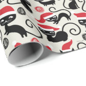 サンタおもしろいハットのクリスマスを着たかわいい子猫 ラッピングペーパー (ロールコーナー)