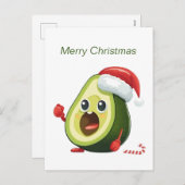 サンタおもしろいハットのクリスマスアボカド シーズンポストカード (正面/裏面)
