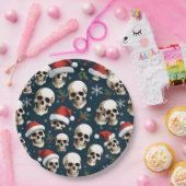 サンタおもしろいハットのクリスマスサンタスカル ペーパープレート (パーティー)