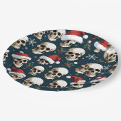 サンタおもしろいハットのクリスマスサンタスカル ペーパープレート (アングル)
