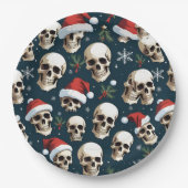 サンタおもしろいハットのクリスマスサンタスカル ペーパープレート (正面)
