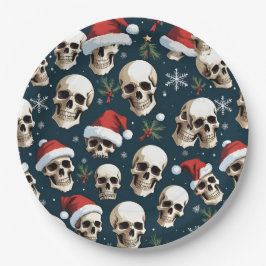 サンタおもしろいハットのクリスマスサンタスカル ペーパープレート