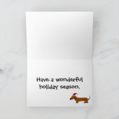サンタおもしろいハットのクリスマスマンガのダックスシュント シーズンカード (内部)