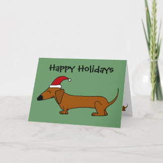 サンタおもしろいハットのクリスマスマンガのダックスシュント シーズンカード