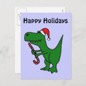 サンタおもしろいハットをかぶったXX- Tレックス恐竜 シーズンポストカード (正面/裏面)