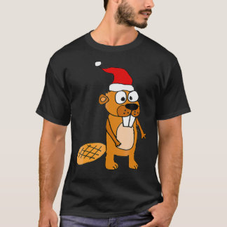 サンタおもしろいハットクリスマスのSmilesXMASビーバー Tシャツ
