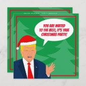 サンタおもしろいハットクリスマスパーティー付きドナルド・トランプ 招待状 (正面/裏面)