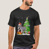 サンタおもしろいハットクリスマスライトワイヤキツネテリアN Tシャツ (正面)