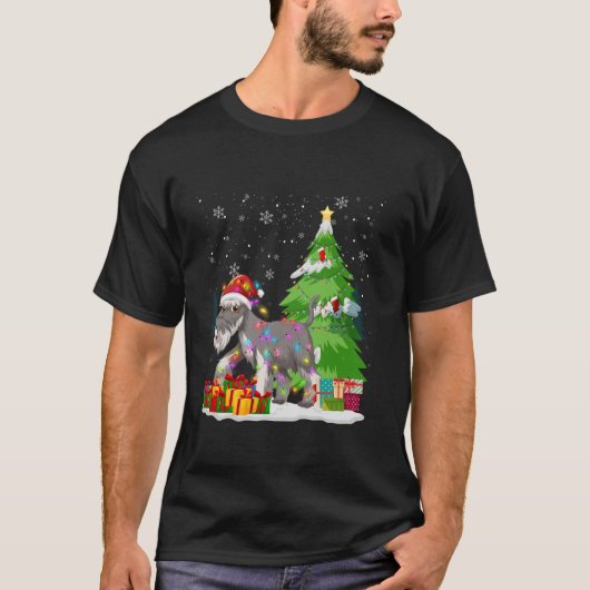 サンタおもしろいハットクリスマスライトワイヤキツネテリアN Tシャツ (正面)