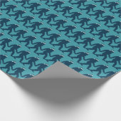 サンタおもしろいハットブルークリスマスのビッグフット ラッピングペーパー (角)