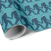 サンタおもしろいハットブルークリスマスのビッグフット ラッピングペーパー (ロールコーナー)