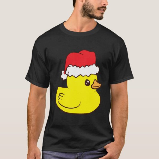 サンタおもしろいハットラブールクリスマスラバーダック Tシャツ (正面)