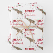 サンタおもしろいハット付きクリスマスキリン動物 ラッピングペーパーシート (インサイチュ)