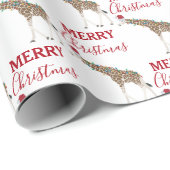 サンタおもしろいハット付きクリスマスキリン動物 ラッピングペーパー (ロールコーナー)