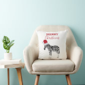 サンタおもしろいハット付きクリスマスゼブラ動物 クッション (椅子)