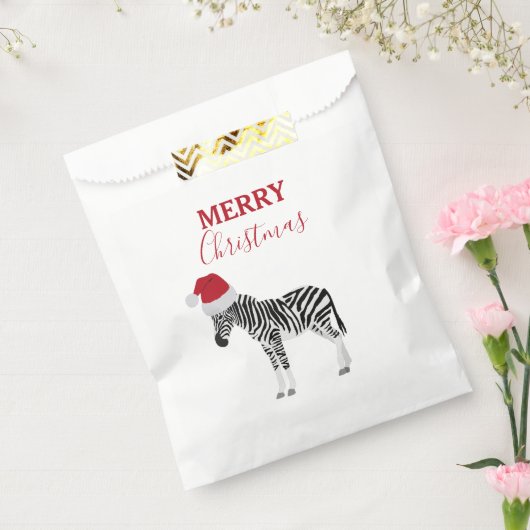 サンタおもしろいハット付きクリスマスゼブラ動物 フェイバーバッグ (封をした状態)