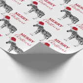 サンタおもしろいハット付きクリスマスゼブラ動物 ラッピングペーパー (角)