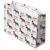 サンタおもしろいハット付きクリスマスゼブラ動物 ラージペーパーバッグ (裏面アングル)