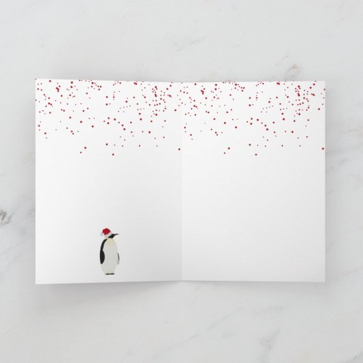 サンタおもしろいハット付きクリスマスペンギン動物 シーズンカード (内部)