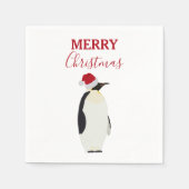 サンタおもしろいハット付きクリスマスペンギン動物 スタンダードカクテルナプキン (正面)