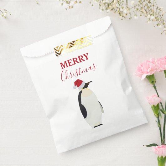 サンタおもしろいハット付きクリスマスペンギン動物 フェイバーバッグ (封をした状態)
