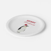 サンタおもしろいハット付きクリスマスペンギン動物 ペーパープレート (アングル)