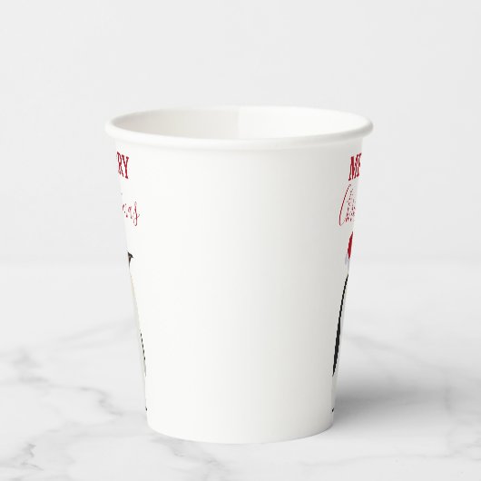 サンタおもしろいハット付きクリスマスペンギン動物 紙コップ (左)