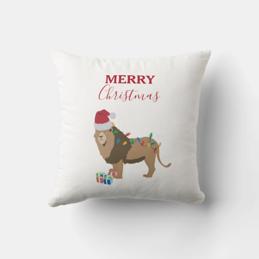 サンタおもしろいハット付きクリスマスリオン動物 クッション (裏面)