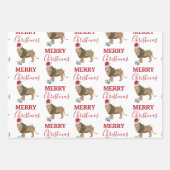 サンタおもしろいハット付きクリスマスリオン動物 ラッピングペーパーシート (正面2)