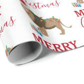 サンタおもしろいハット付きクリスマスリオン動物 ラッピングペーパー (ロールコーナー)