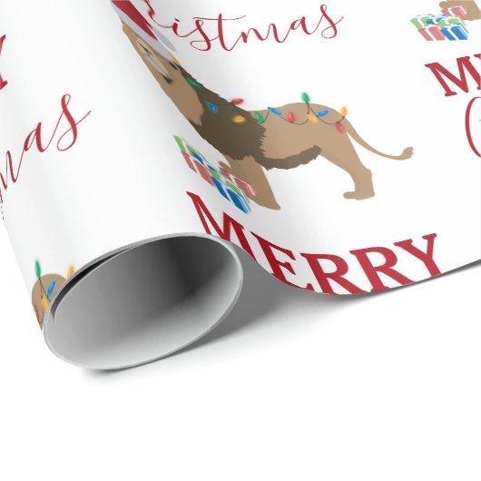 サンタおもしろいハット付きクリスマスリオン動物 ラッピングペーパー (ロールコーナー)
