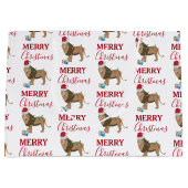 サンタおもしろいハット付きクリスマスリオン動物 ラージペーパーバッグ (正面)